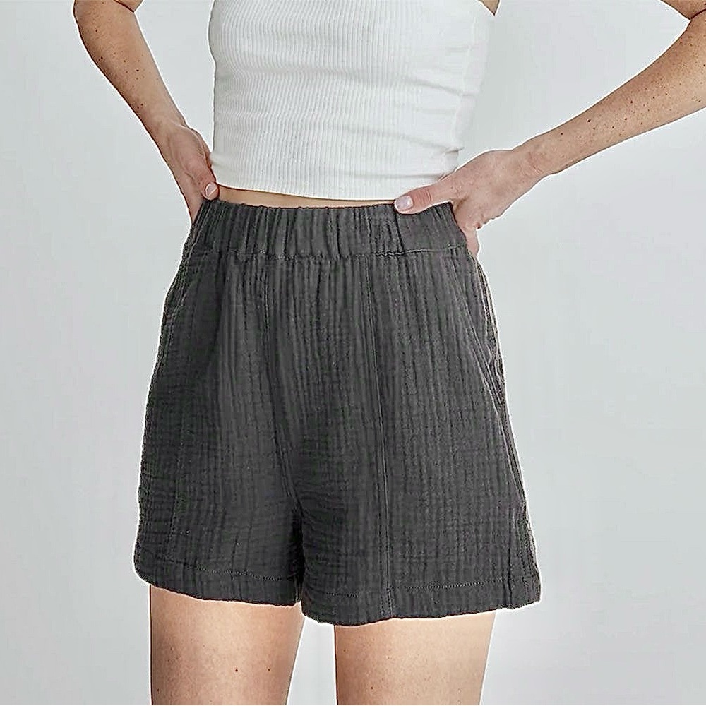 Madewell Grey Muslin Cotton High Waist Shorts Size XS
